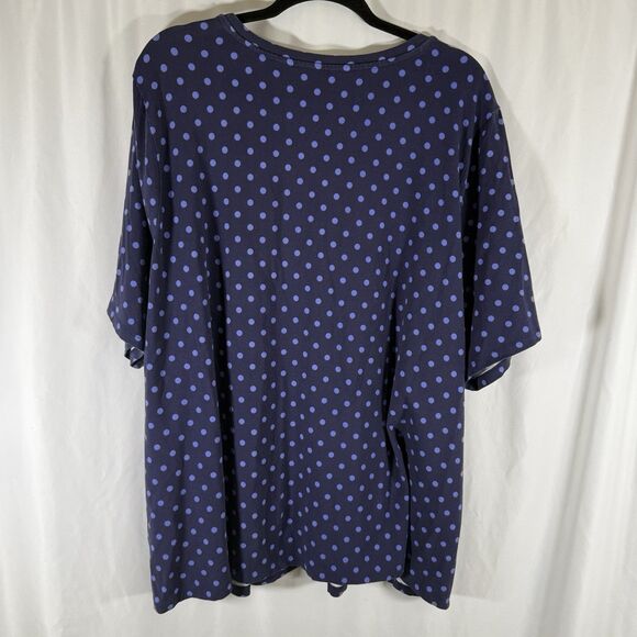 Isaac Mizrahi Live Shirt Women's 4X Blue Polka Dot Short Sleeve Stretchy - Picture 7 of 9